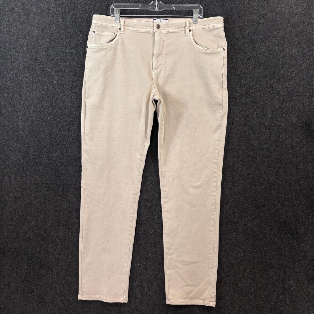 Johnnie-O Newton Jeans Men's 38x32 Beige Stone Stretch Straight Denim Pants